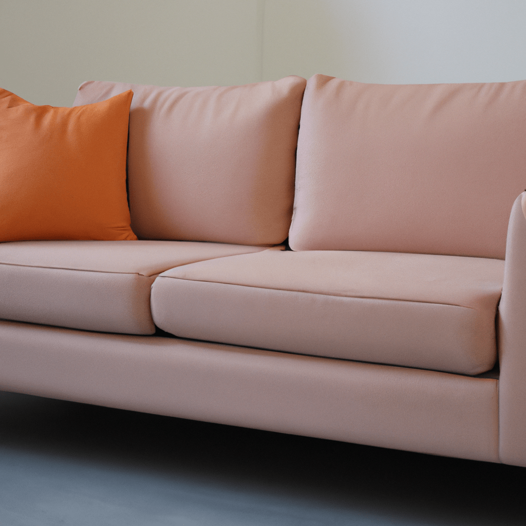 persikan värinen sohva